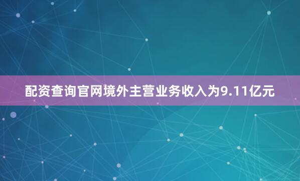 配资查询官网境外主营业务收入为9.11亿元
